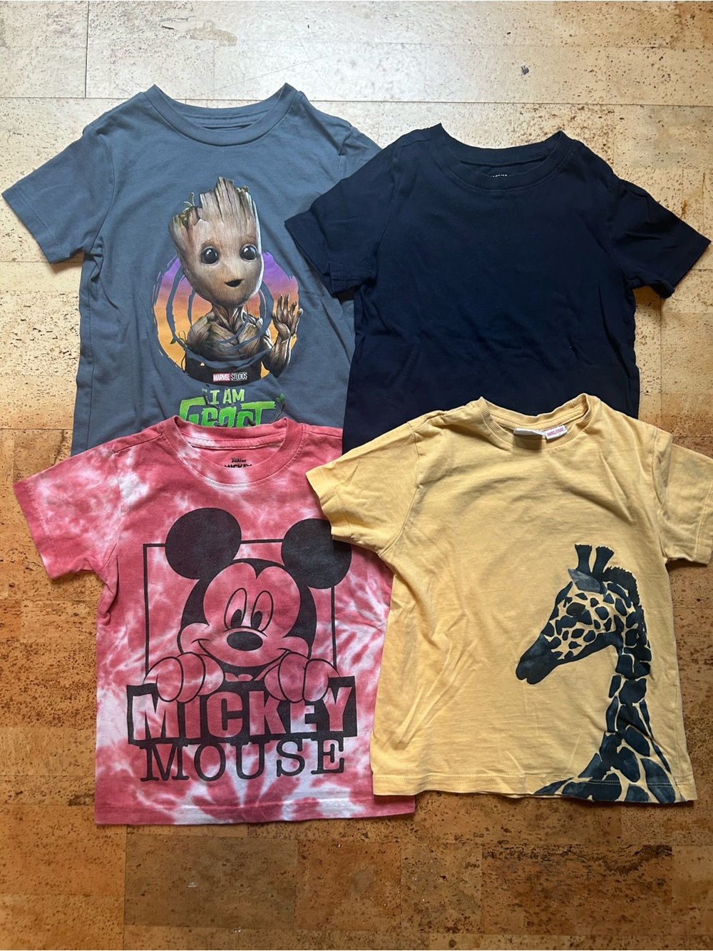 4-Pack Boys 5T T-Shirt Bundle Disney Mickey, Marvel Groot, Old Navy & Zara